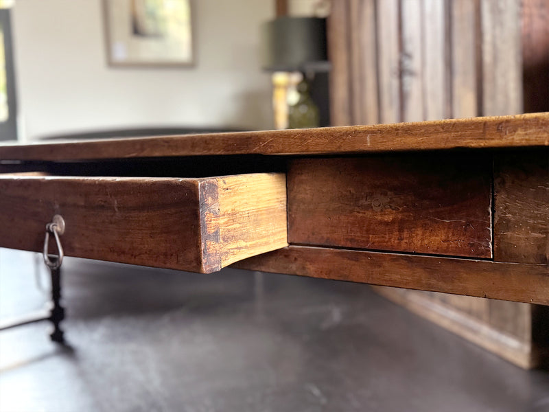A Late 18th C/Early 19th C Walnut Dining Table of Beautiful Colour with Secret Drawer