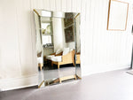 A Large 1950's Brass & Glass Mounted Mirror