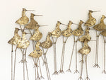 A Large Brutalist Gilt Brass Sandpiper Wall Sculpture by Curtis Jere