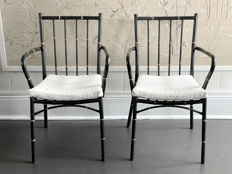 A Pair of 1950's Faux Bamboo Metal Chairs