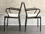 A Pair of 1950's Faux Bamboo Metal Chairs