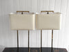 A Pair of Large 1970's Brass Plated Table Lamps on Rippled Black Bases