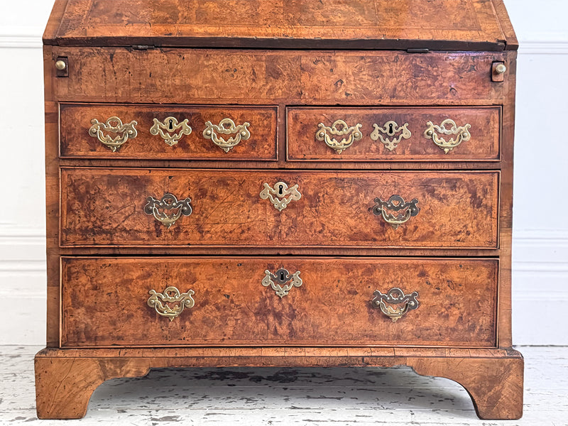 A Fine George II English Burr Walnut Bureau Bookcase