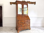 A Fine George II English Burr Walnut Bureau Bookcase