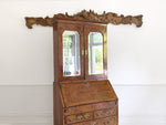 A Fine George II English Burr Walnut Bureau Bookcase