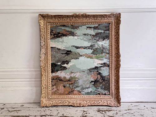 A 1960's Blue Tone Mix Media Artwork by Jean-Pierre Villeneuve in Montparnasse Frame