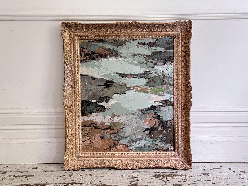 A 1960's Blue Tone Mix Media Artwork by Jean-Pierre Villeneuve in Montparnasse Frame