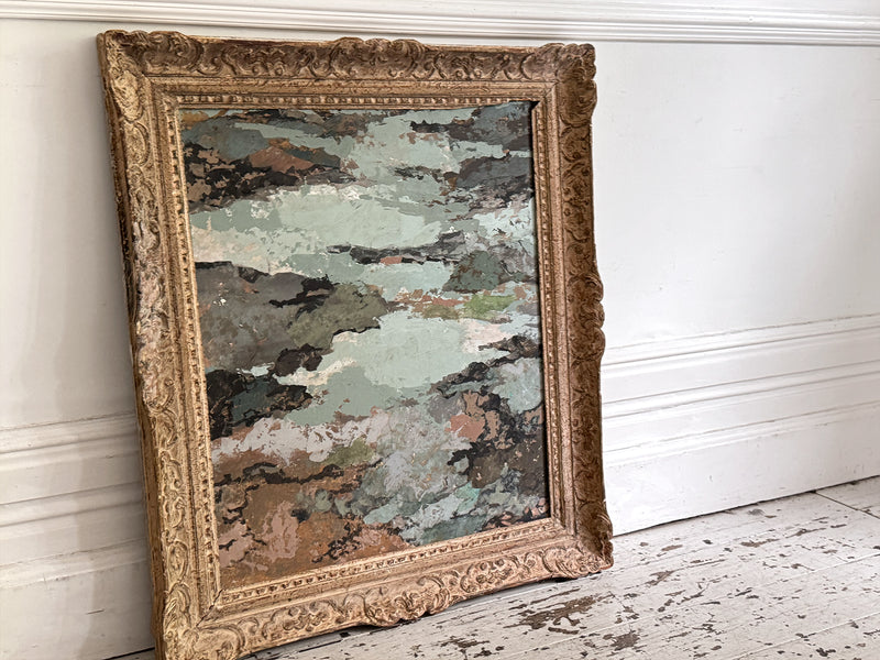 A 1960's Blue Tone Mix Media Artwork by Jean-Pierre Villeneuve in Montparnasse Frame