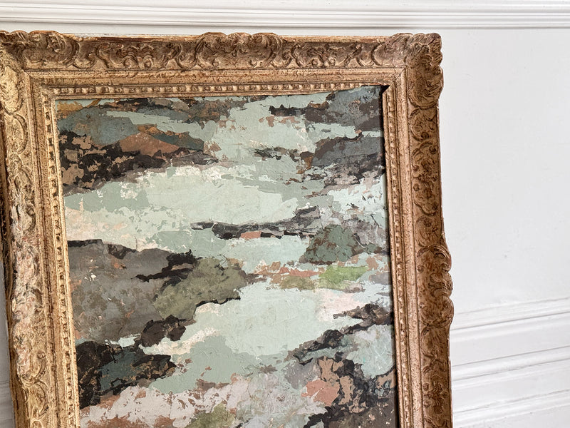 A 1960's Blue Tone Mix Media Artwork by Jean-Pierre Villeneuve in Montparnasse Frame