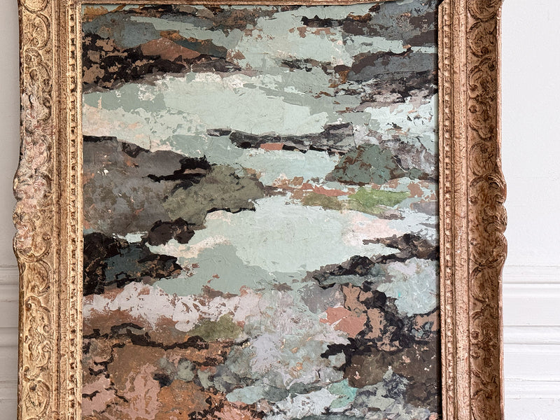 A 1960's Blue Tone Mix Media Artwork by Jean-Pierre Villeneuve in Montparnasse Frame