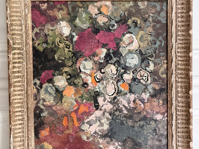 A 1960's Oil on Board Abstract Floral Still-Life by Jean-Pierre Villeneuve