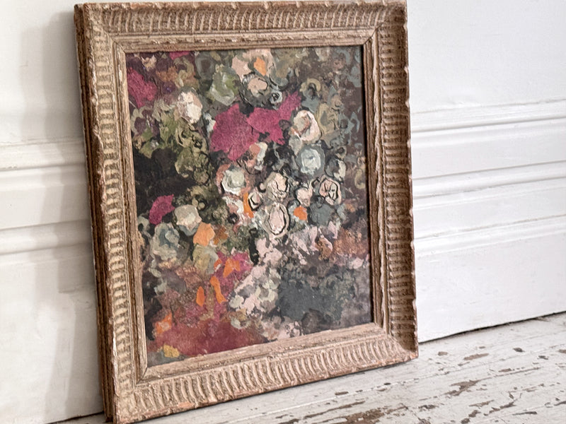 A 1960's Oil on Board Abstract Floral Still-Life by Jean-Pierre Villeneuve