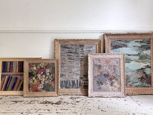 A 1960's Blue Tone Mix Media Artwork by Jean-Pierre Villeneuve in Montparnasse Frame