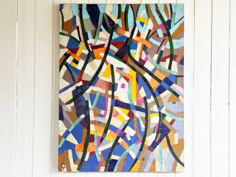 A Colourful 1970's Abstract Oil on Canvas from Florence School of Art