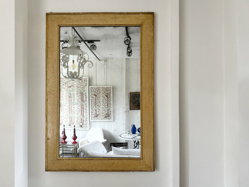 A Very Large 19th C English Mirror with Original Plate and Delicately Decorated Surround