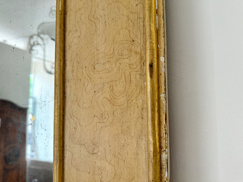 A Very Large 19th C English Mirror with Original Plate and Delicately Decorated Surround