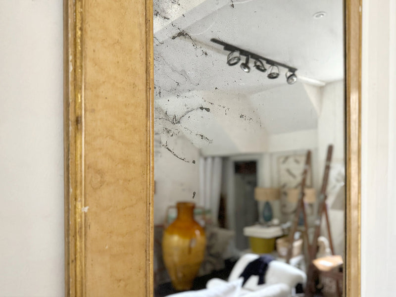 A Very Large 19th C English Mirror with Original Plate and Delicately Decorated Surround