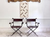 A Pair of 19th C Savonarola Iron & Leather Italian Campaign Chairs