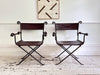 A Pair of 19th C Savonarola Iron & Leather Italian Campaign Chairs