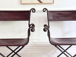 A Pair of 19th C Savonarola Iron & Leather Italian Campaign Chairs