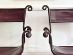 A Pair of 19th C Savonarola Iron & Leather Italian Campaign Chairs