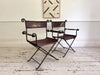 A Pair of 19th C Savonarola Iron & Leather Italian Campaign Chairs