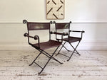 A Pair of 19th C Savonarola Iron & Leather Italian Campaign Chairs