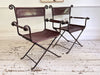 A Pair of 19th C Savonarola Iron & Leather Italian Campaign Chairs