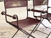 A Pair of 19th C Savonarola Iron & Leather Italian Campaign Chairs