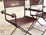 A Pair of 19th C Savonarola Iron & Leather Italian Campaign Chairs