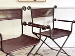 A Pair of 19th C Savonarola Iron & Leather Italian Campaign Chairs