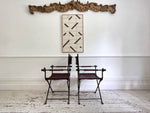 A Pair of 19th C Savonarola Iron & Leather Italian Campaign Chairs