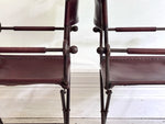 A Pair of 19th C Savonarola Iron & Leather Italian Campaign Chairs