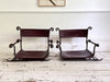 A Pair of 19th C Savonarola Iron & Leather Italian Campaign Chairs