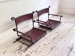 A Pair of 19th C Savonarola Iron & Leather Italian Campaign Chairs
