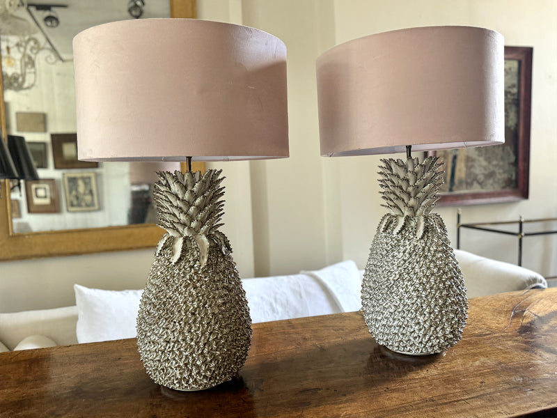 A Pair of Very Large Ceramic Pineapple Lights