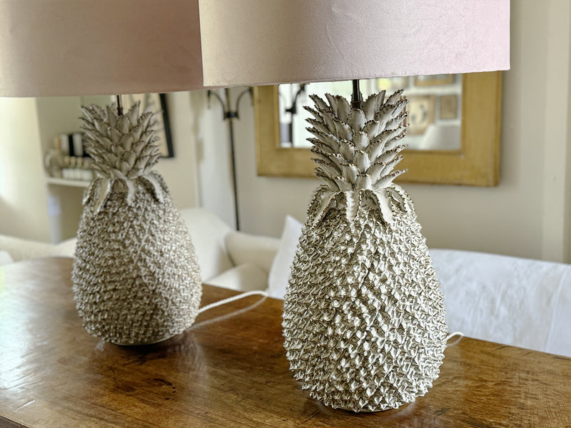 A Pair of Very Large Ceramic Pineapple Lights