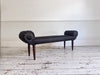 A Late Regency Upholstered Scroll End Bench with Black Horsehair Covering