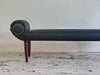 A Late Regency Upholstered Scroll End Bench with Black Horsehair Covering