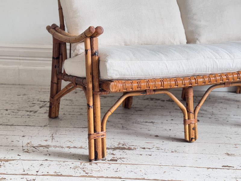 A 1950's Italian Bamboo Three Seater Sofa