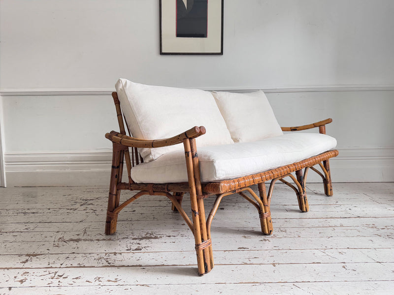 A 1950's Italian Bamboo Three Seater Sofa