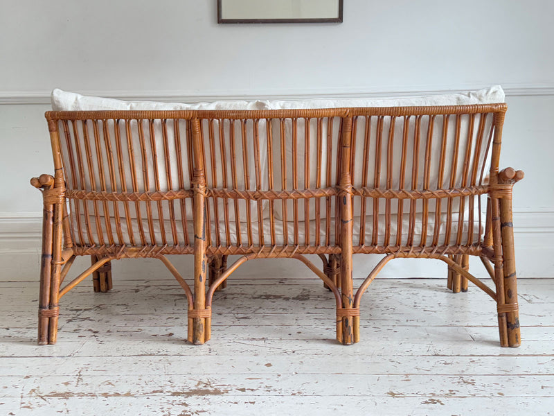 A 1950's Italian Bamboo Three Seater Sofa