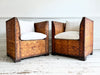 Two Pairs of 1950's Spanish Woven Leather Armchairs
