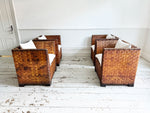 Two Pairs of 1950's Spanish Woven Leather Armchairs