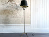 A 1950's French Faux Bamboo Standing Lamp on Brass Tripod Legs