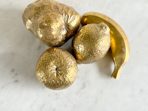 A Set of Spanish Mid Century Brass Fruit