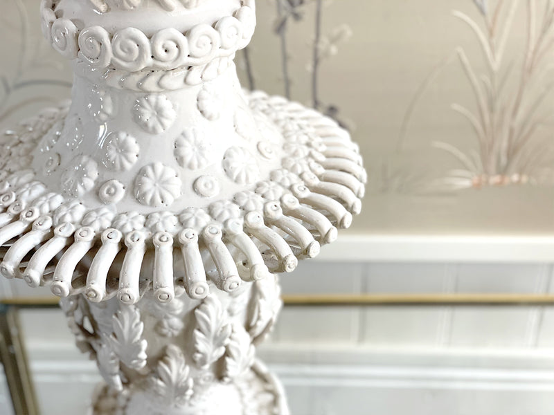 A Large 1950's Casa Pupo Manises White Ceramic Table Lamp