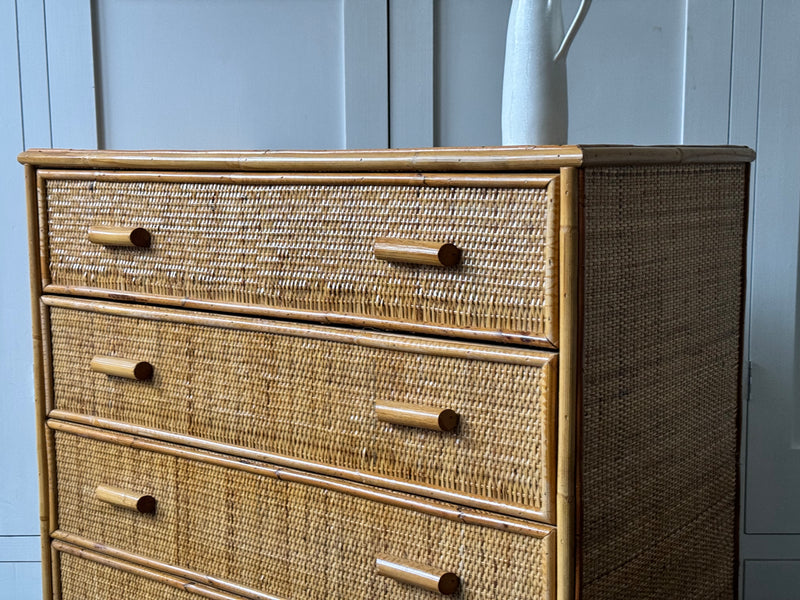 A 1960's French Bamboo and Rattan Commode
