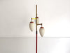A 1950's Italian Standing Lamp with Red Stem & Opaline Shades