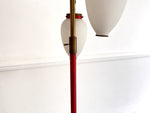 A 1950's Italian Standing Lamp with Red Stem & Opaline Shades
